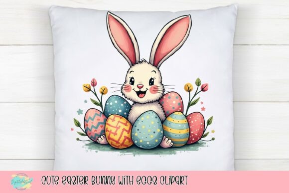 Download Cute Easter Bunny with Eggs Clipart - Premium Bundle
