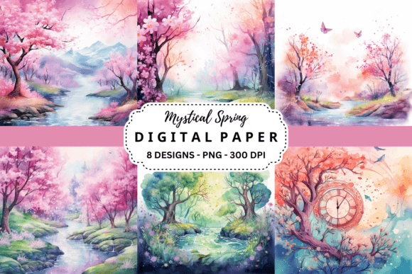 Download Watercolor Mystical Spring Background - Mystical spring Collection