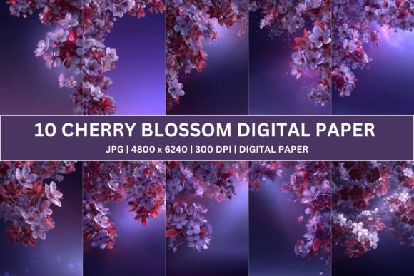 Download Nocturnal Violet Sakura Digital Paper - Premium Resources