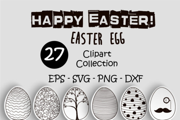 Download 27 Doodle Easter Eggs Clipart Collection - Premium Bundle