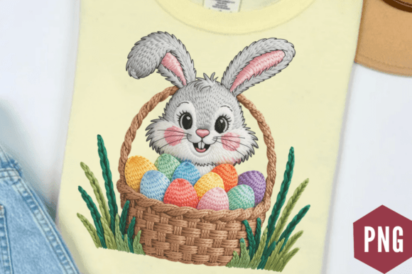 Download Faux Yarn Bunny with Easter Eggs Clipart - Eggs clipart Collection