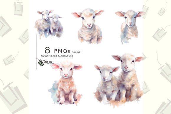 Download Watercolor Lamb Clipart Sublimation Pod - Pod Collection