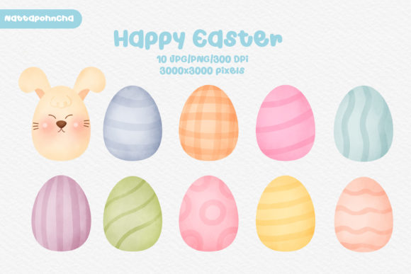 Download Watercolor Cute Easter Eggs  Clipart - Premium Bundle